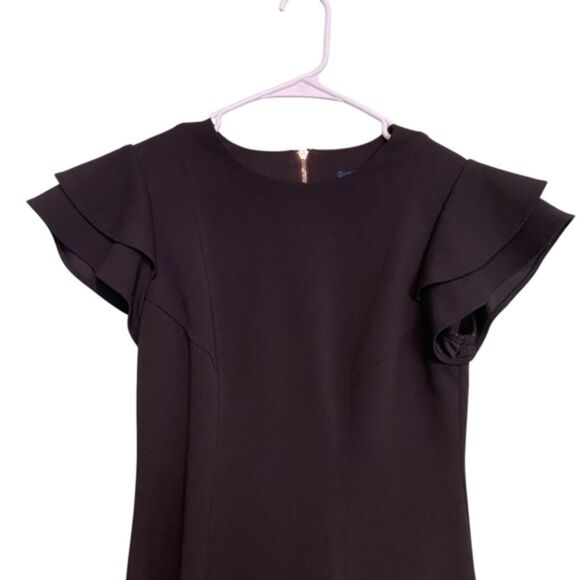 Tommy Hilfiger Scuba Crepe Layer Flutter Sleeve Dress - Picture 4 of 9